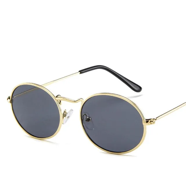 Women's Oval Retro Metal Sunglasses