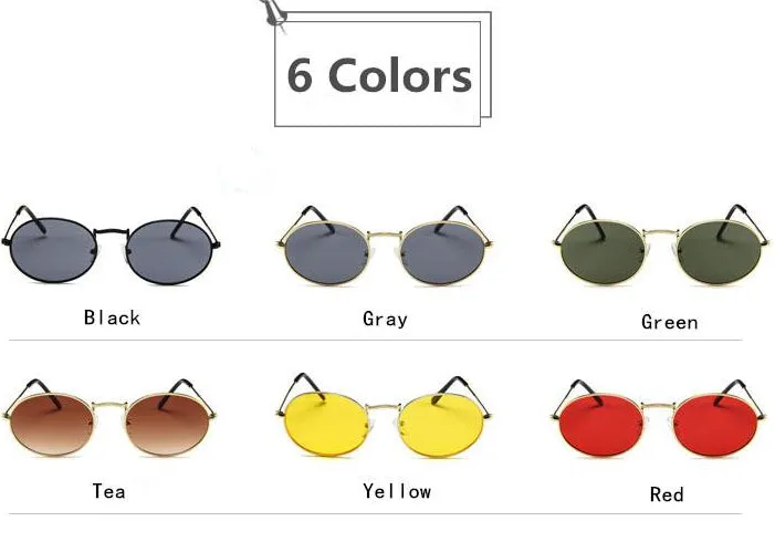 Women's Oval Retro Metal Sunglasses