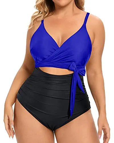 Women's Plus Size Swimwear Cutout Open Back One Piece Swimsuits