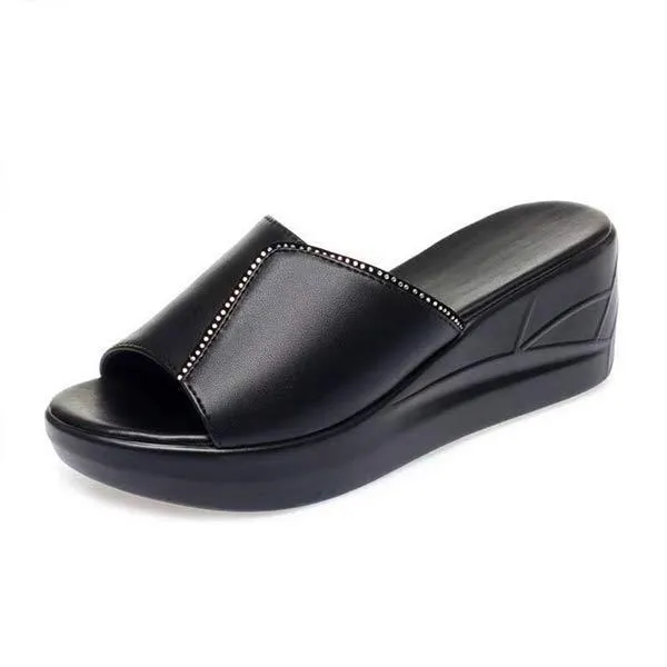 Women's Thick-Sole One-Band Wedge Slides 85885669C