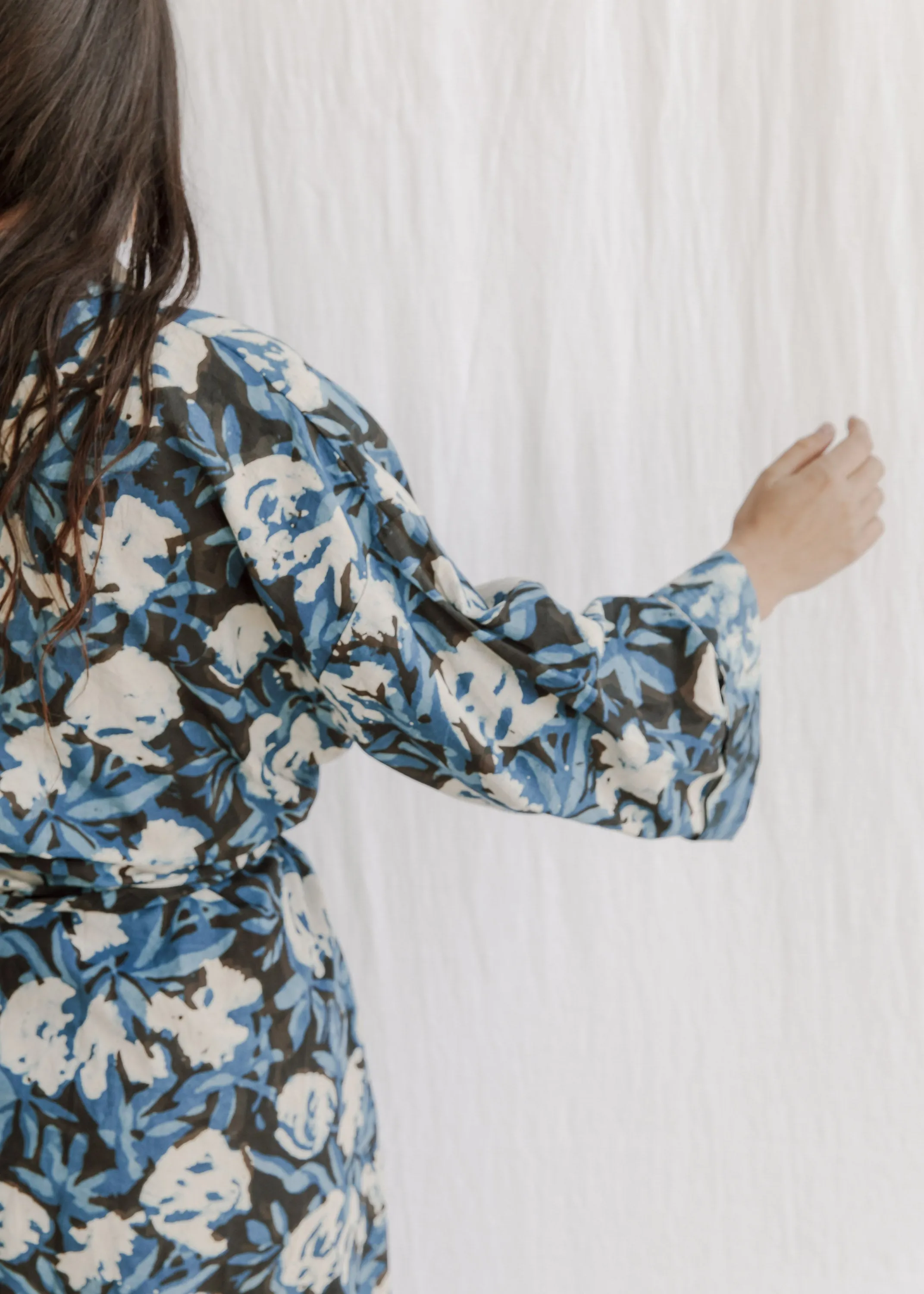 Yayla Robe - Organic Cotton Block Print - Indigo Dream