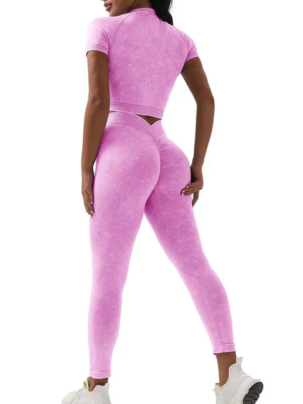 ZASUWA Female Denim Deep V Back Scrunch Bum Short Tracksuit