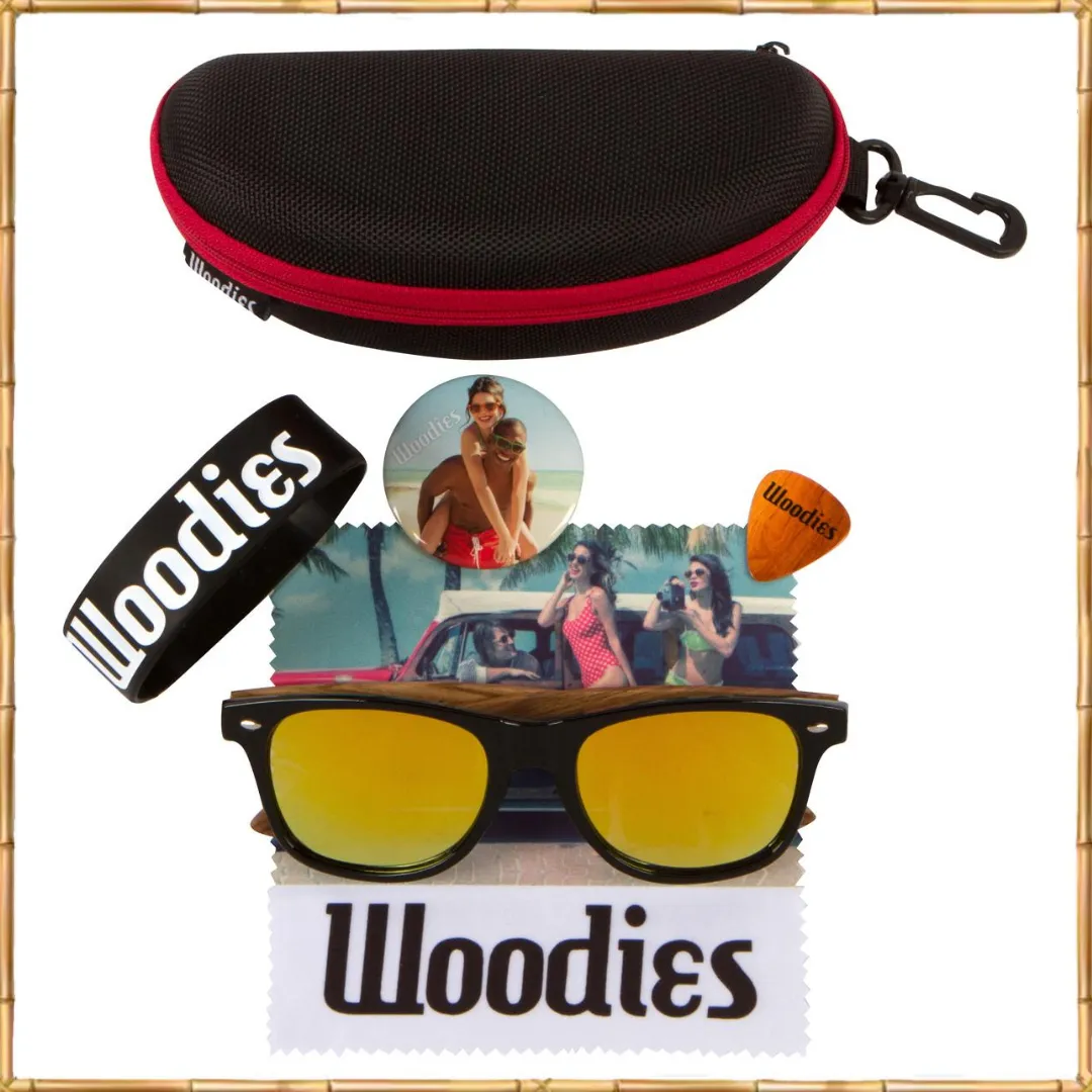 Zebra Wood Sunglasses with Gold Mirror Polarized Lens