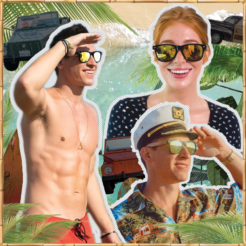 Zebra Wood Sunglasses with Gold Mirror Polarized Lens
