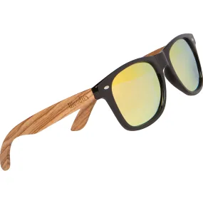 Zebra Wood Sunglasses with Gold Mirror Polarized Lens